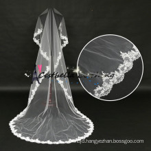 hot sale long ivory lace cathedral wedding veil with Beaded Embroidery